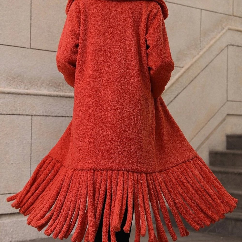 Burnt Orange Casual Womens Teddy Coat - Picture 2 of 5